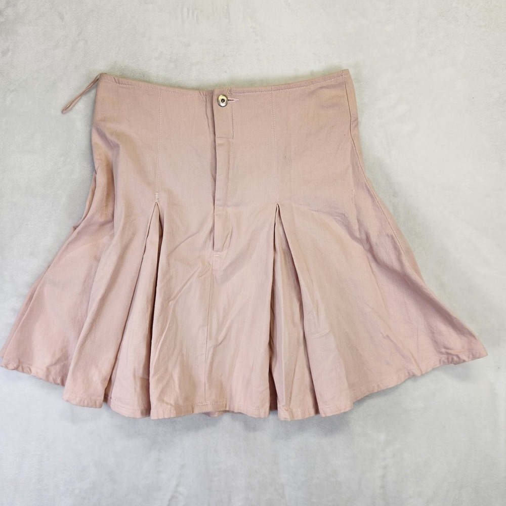 Vintage Freego Village Wear Pink Pleated Mini Skirt‎ Cotton Twill Size 13/14 32